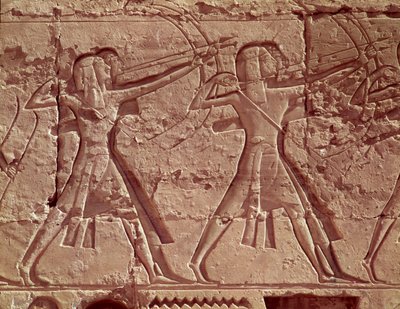 Archers, detail from the hunt of Ramesses III by Egyptian 20th Dynasty